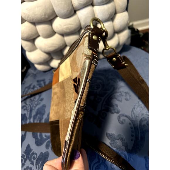 Coach Medium Sized Brown Patchwork Crossbody - Picture 7 of 8